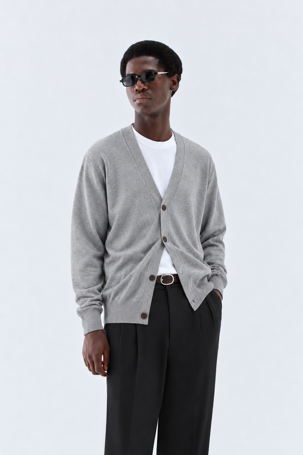 Cardigan in maglia rasata - Grigio I’M BRIAN MA3815