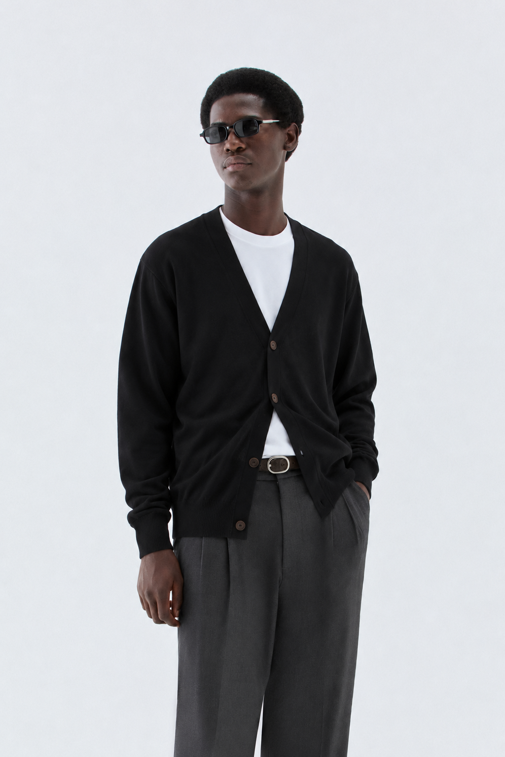 Cardigan in maglia rasata - Nero I’M BRIAN MA3815