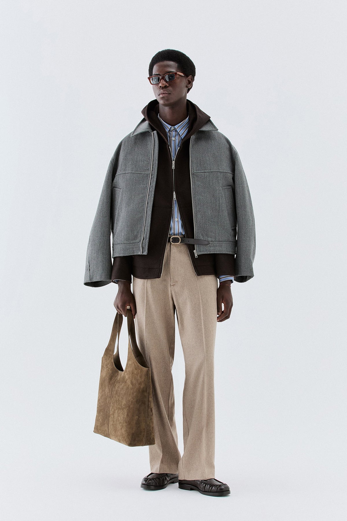 Borsa shopper in camoscio - Taupe I’M BRIAN