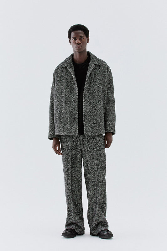 Cappotto corto spigato oversize nero I’M BRIAN CP3867