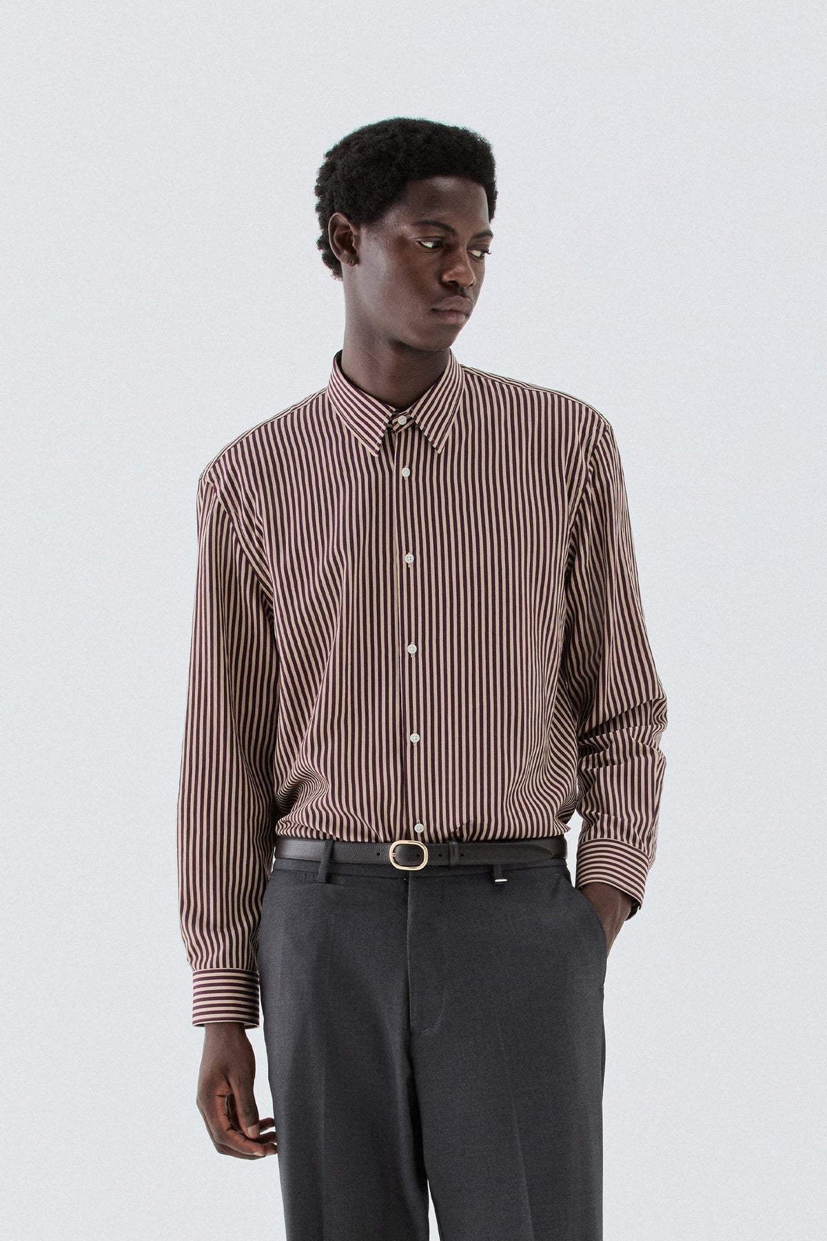 Camicia a righe in viscosa - Bordeaux I’M BRIAN CA3843