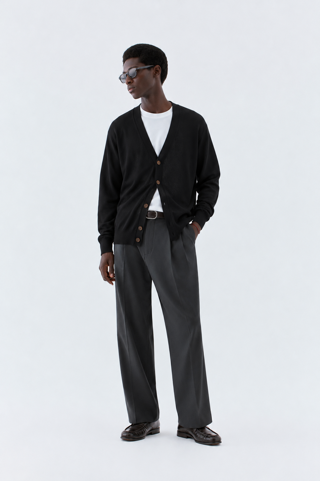 Cardigan in maglia rasata - Nero I’M BRIAN MA3815
