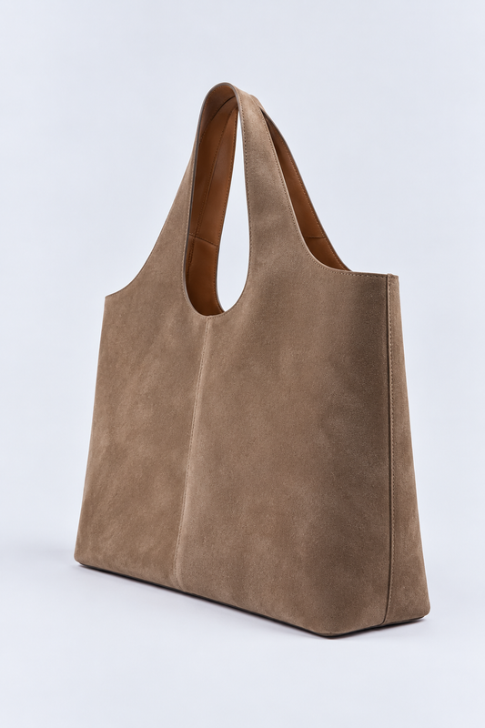Borsa shopper in camoscio - Taupe I’M BRIAN