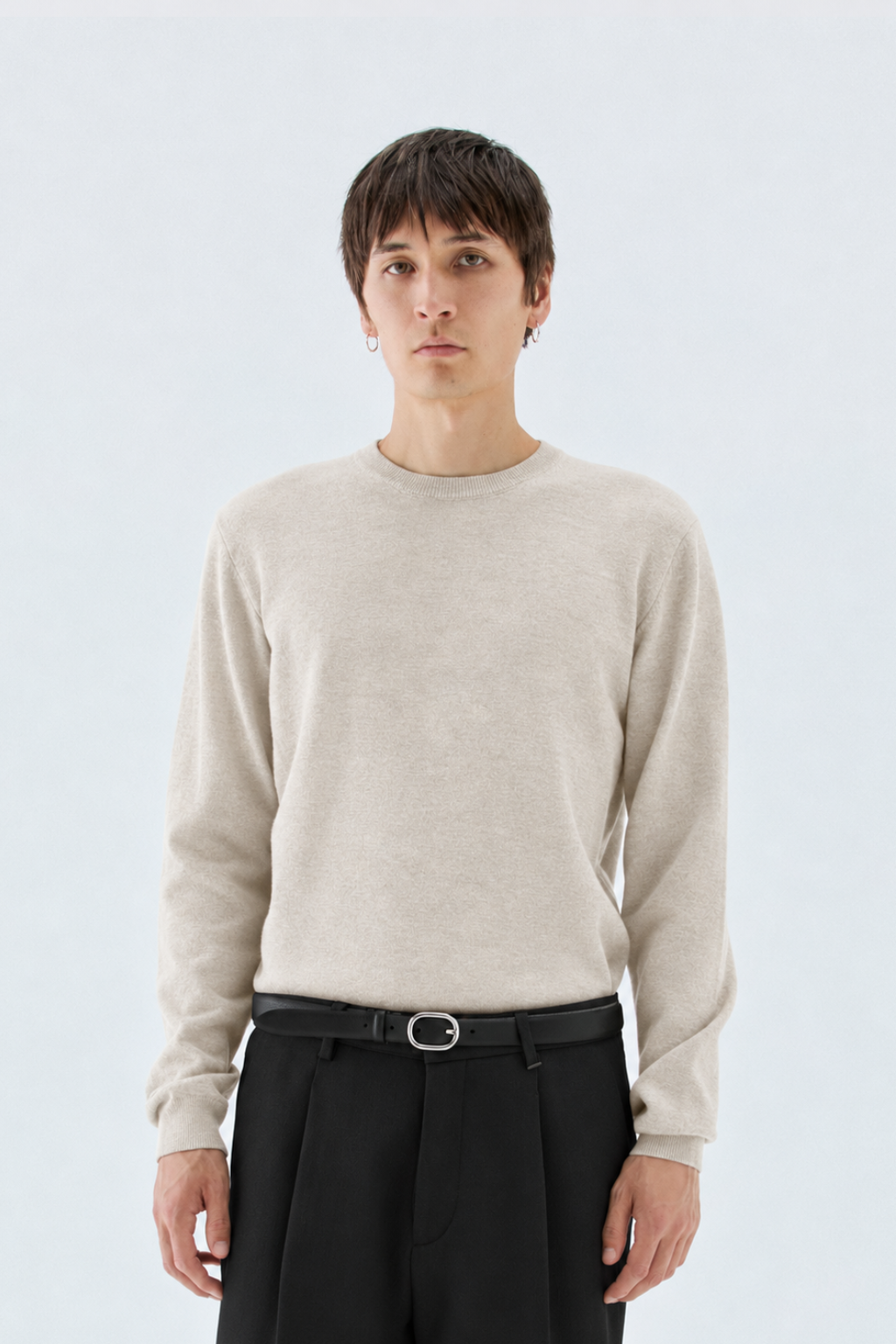 Girocollo in maglia rasata - Beige I’M BRIAN MA3814