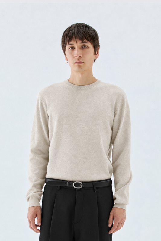 Girocollo in maglia rasata - Beige I’M BRIAN MA3814