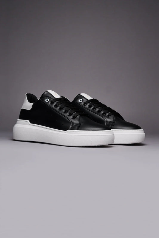 VEGA - Sneakers a suola alta nera retro bianco
